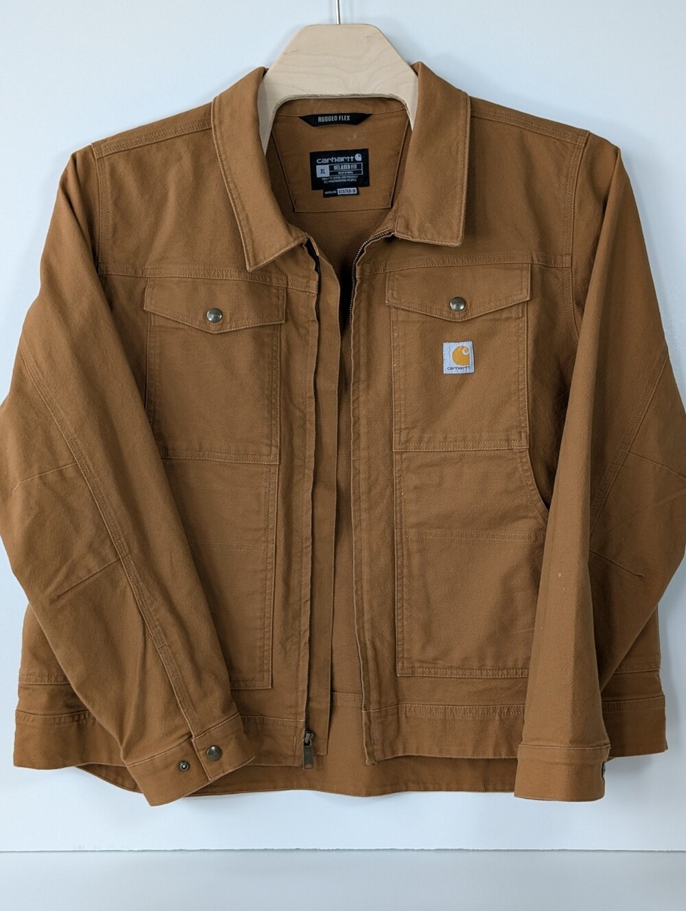 Carhartt Rugged Flex Relaxed Fit Duck Canvas Work Jacket Brown Men’s XL